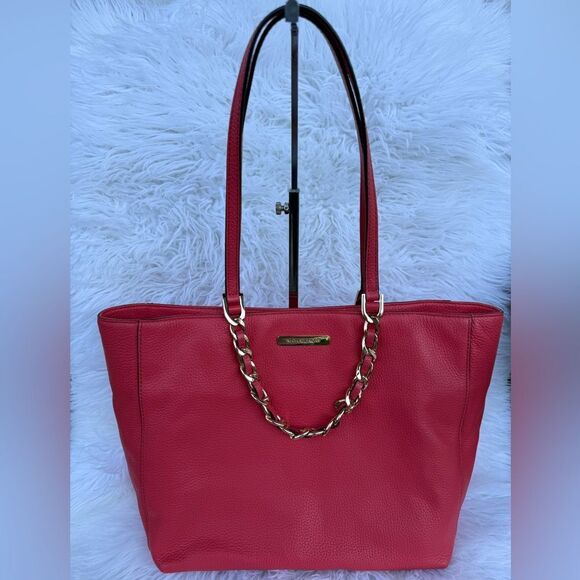 Michael Kors Raspberry Pebbled Leather Tote – Like New w/ Gold Chain Detail - Picture 9 of 17